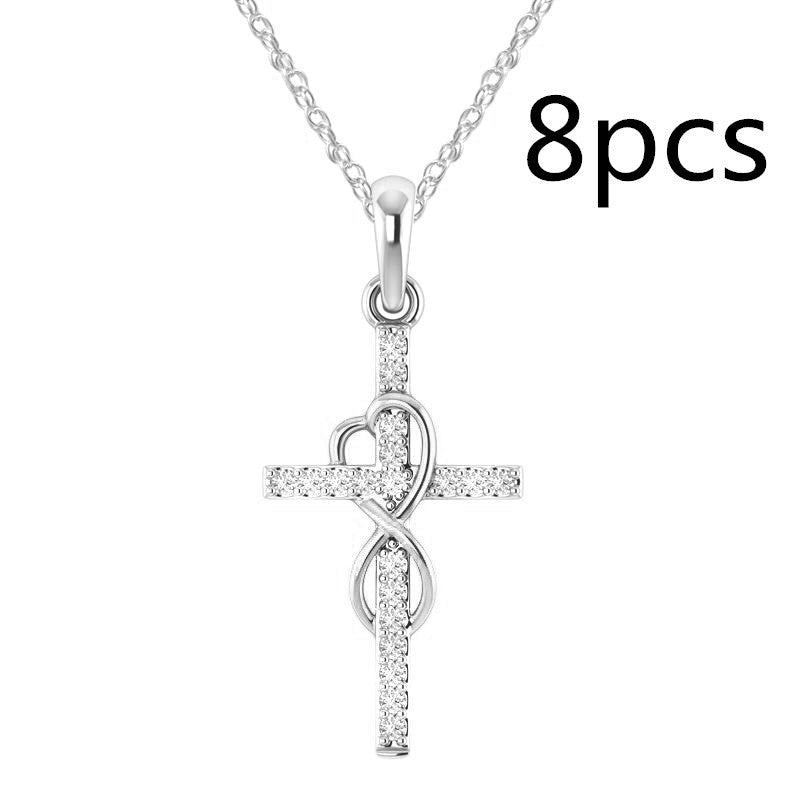 Alloy Eight-Character Cross Pendant Necklace – ShreeBliss