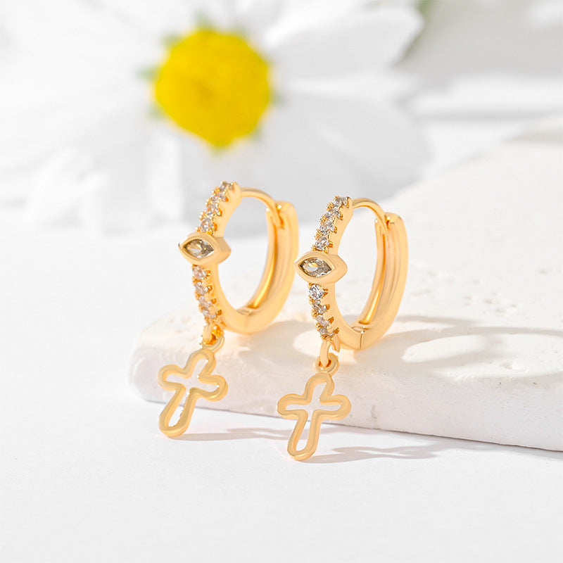 Popular Multi-style Design Gold-plated Ornament Cross Earrings - ShreeBliss