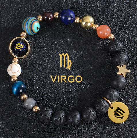 Eight Planets Twelve Constellations Frosted Stone Beaded Bracelet – ShreeBliss