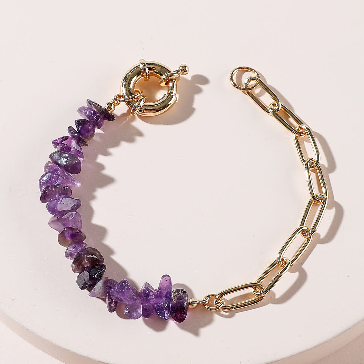 Rough Stone Crystal Amethyst Chain Bracelet – ShreeBliss