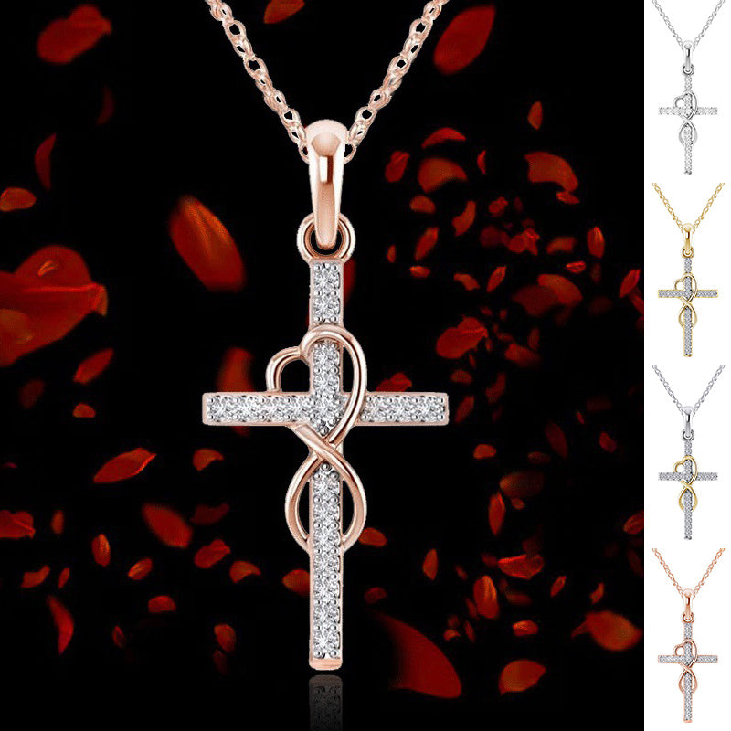 Alloy Eight-Character Cross Pendant Necklace – ShreeBliss