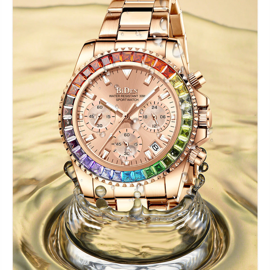 Fashion Steel Band Business Ladies Diamond Watch - ShreeBliss