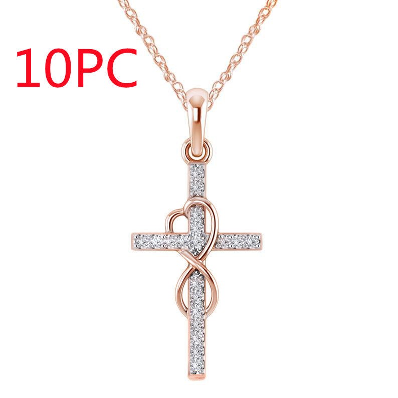 Alloy Eight-Character Cross Pendant Necklace – ShreeBliss