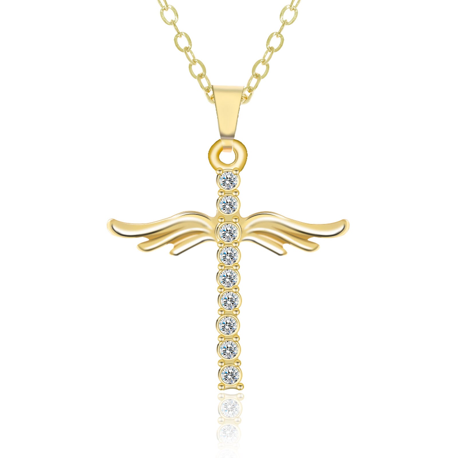 Angel Wings Cross Pendant Necklace – ShreeBliss