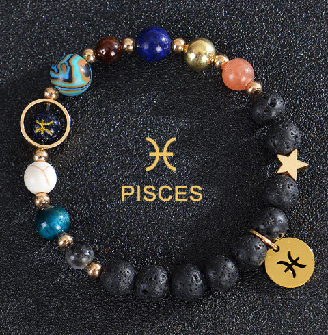 Eight Planets Twelve Constellations Frosted Stone Beaded Bracelet – ShreeBliss