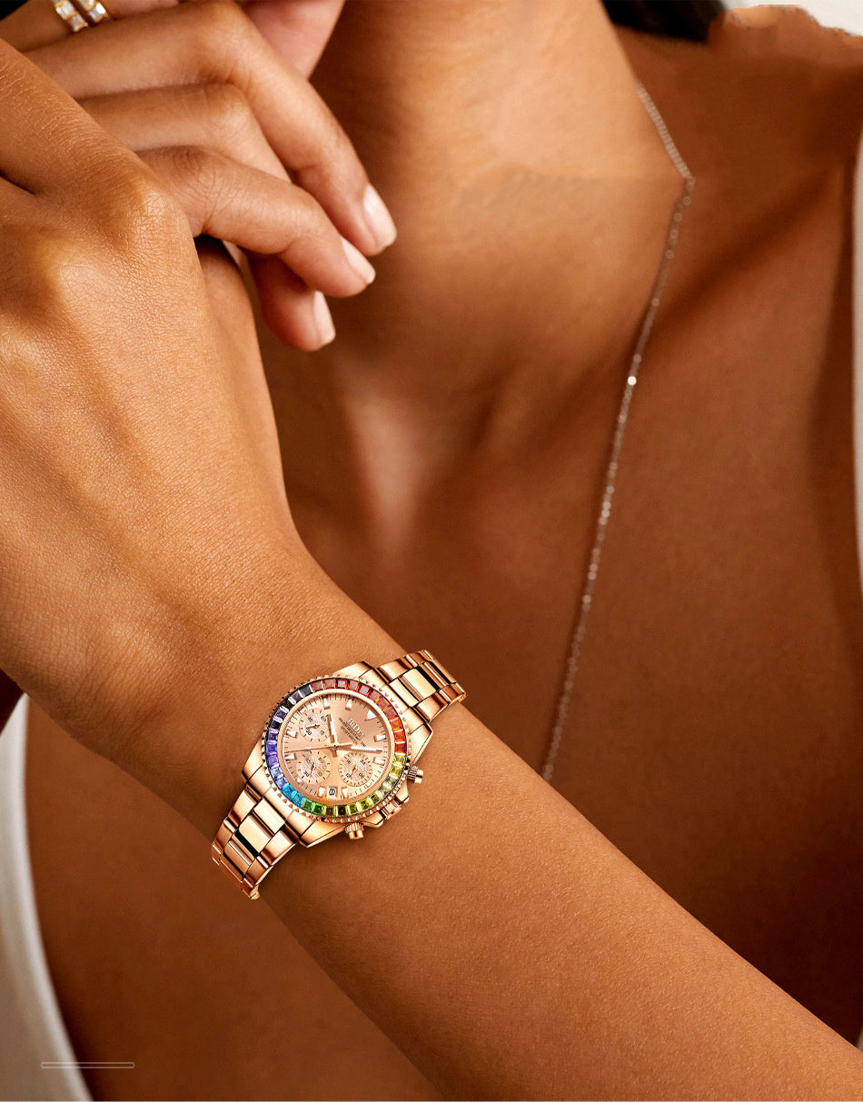 Fashion Steel Band Business Ladies Diamond Watch - ShreeBliss