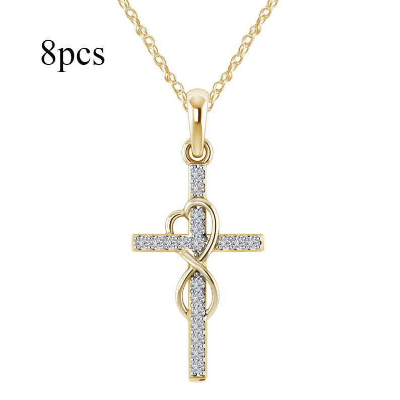 Alloy Eight-Character Cross Pendant Necklace – ShreeBliss
