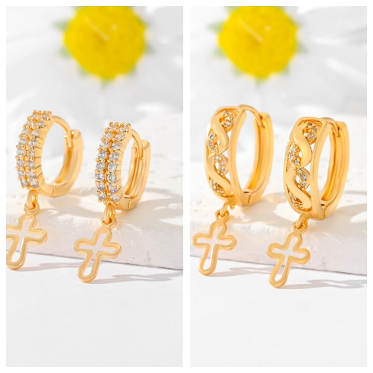 Popular Multi-style Design Gold-plated Ornament Cross Earrings - ShreeBliss