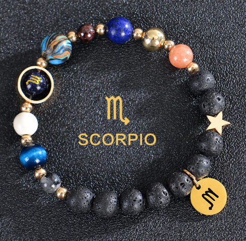 Eight Planets Twelve Constellations Frosted Stone Beaded Bracelet – ShreeBliss