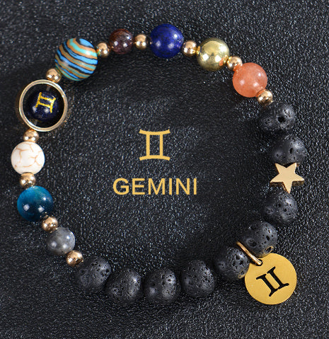 Eight Planets Twelve Constellations Frosted Stone Beaded Bracelet – ShreeBliss