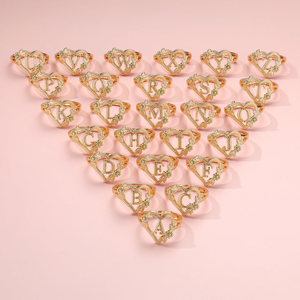 Creative Design Rose Two-tone 26 Letters Sweet Open Ring