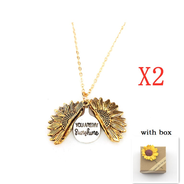 Sunflower Double Lettering Necklace - ShreeBliss