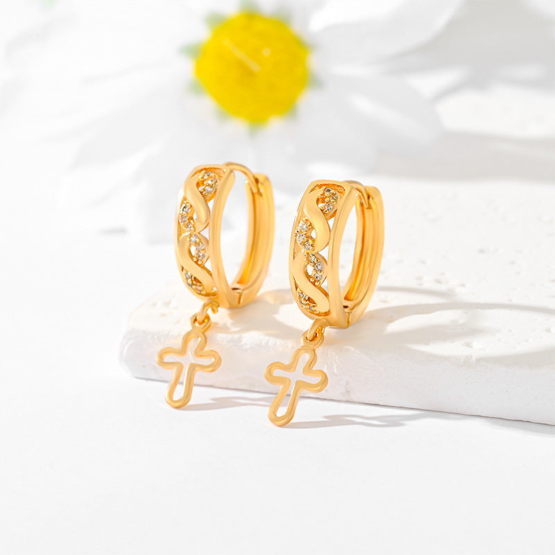 Popular Multi-style Design Gold-plated Ornament Cross Earrings - ShreeBliss