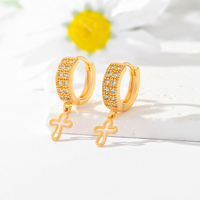 Popular Multi-style Design Gold-plated Ornament Cross Earrings - ShreeBliss