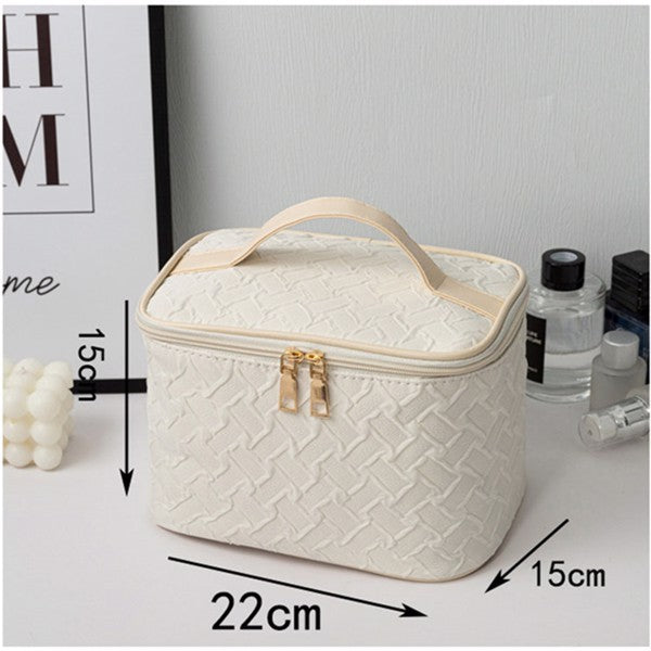 White Large Capacity Portable Travel Makeup Bag - Spacious & Stylish Organizer - ShreeBliss
