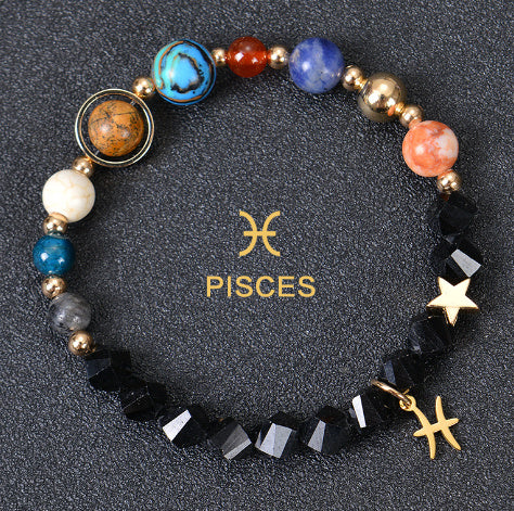 Eight Planets Twelve Constellations Frosted Stone Beaded Bracelet – ShreeBliss