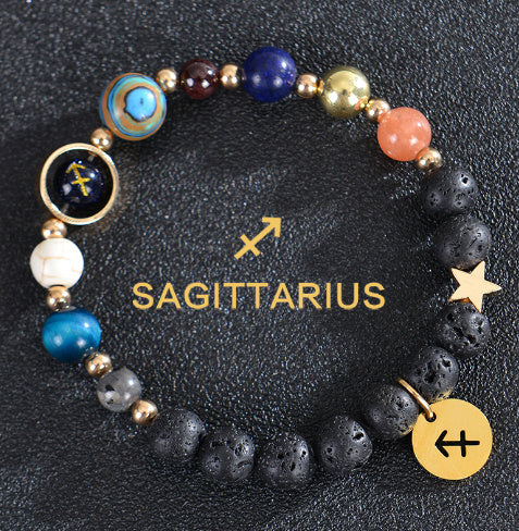 Eight Planets Twelve Constellations Frosted Stone Beaded Bracelet – ShreeBliss