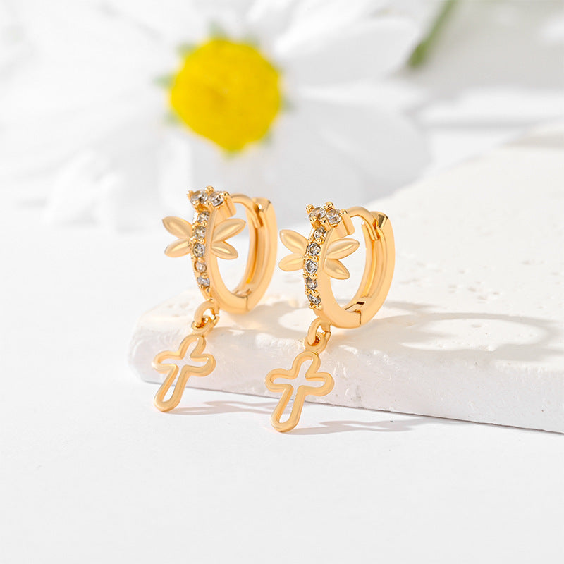 Popular Multi-style Design Gold-plated Ornament Cross Earrings - ShreeBliss