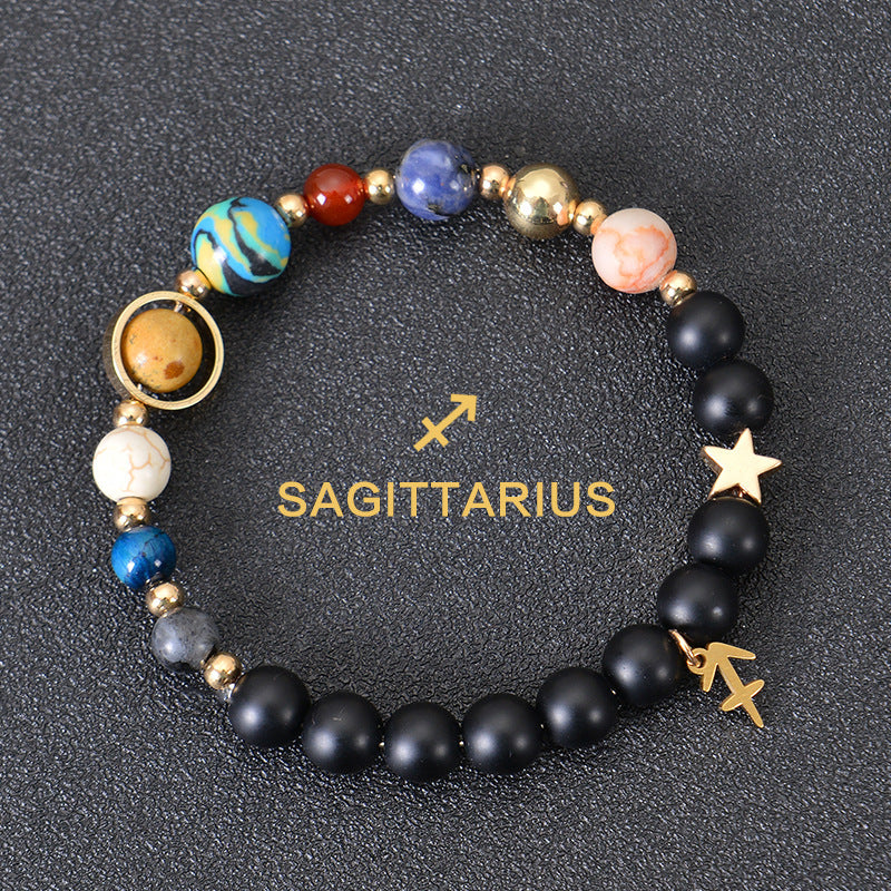Eight Planets Twelve Constellations Frosted Stone Beaded Bracelet – ShreeBliss