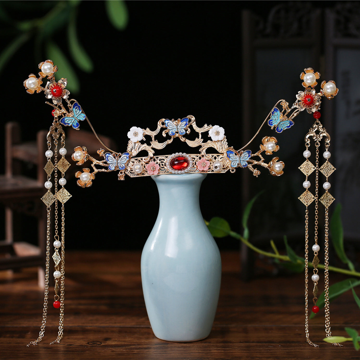 Hanfu Hairpin & Crown Set – ShreeBliss