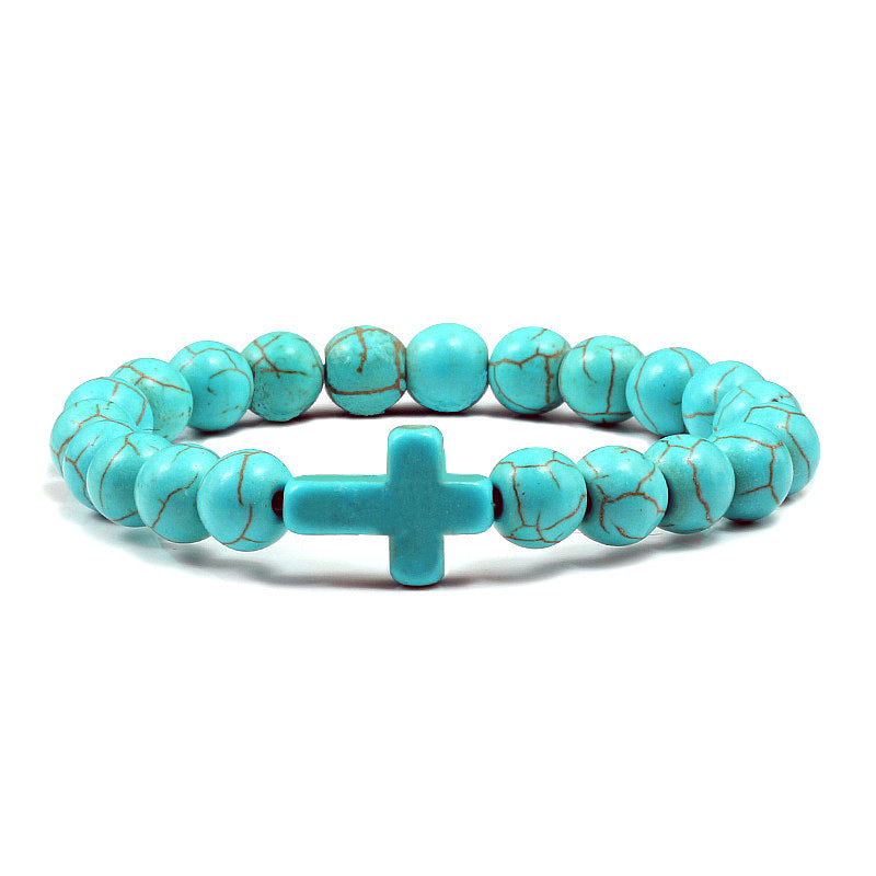 Blue Turquoise Cross Bracelet - ShreeBliss