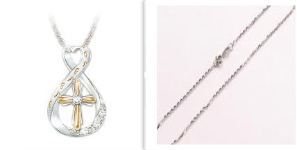 Two-Tone Cross Footprint Diamond Pendant – ShreeBliss