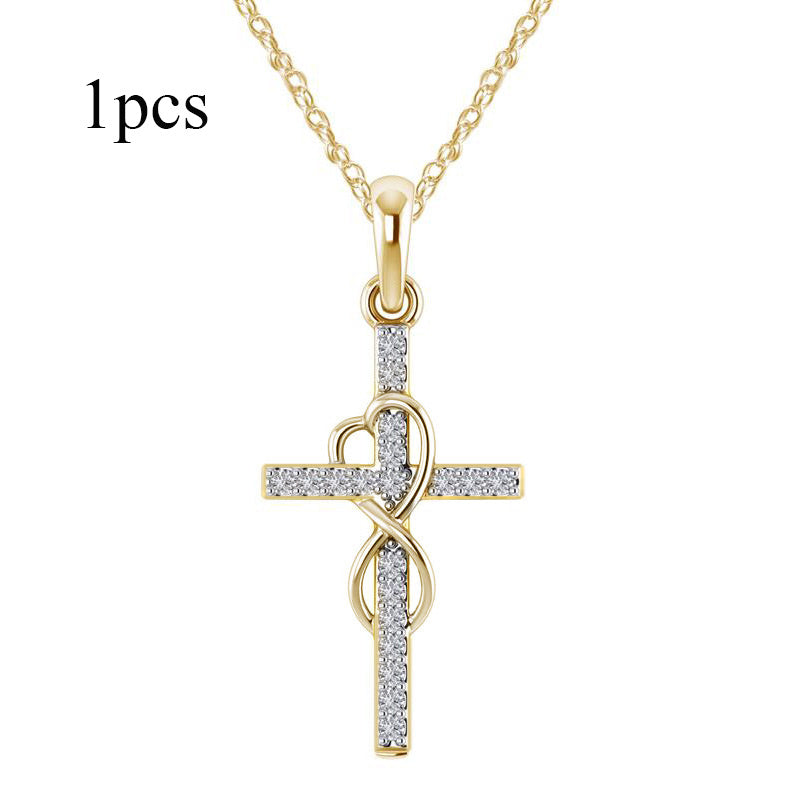 Alloy Eight-Character Cross Pendant Necklace – ShreeBliss