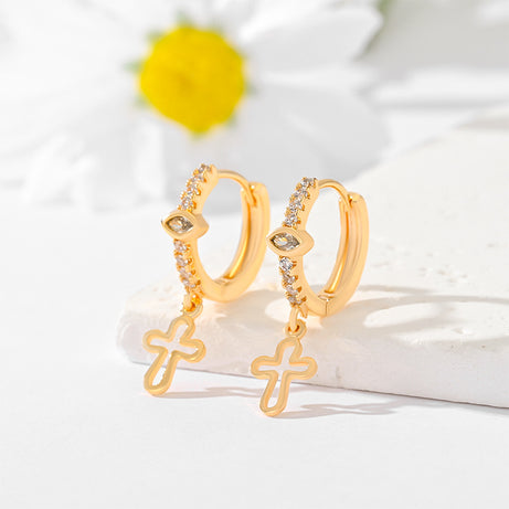 Popular Multi-style Design Gold-plated Ornament Cross Earrings - ShreeBliss