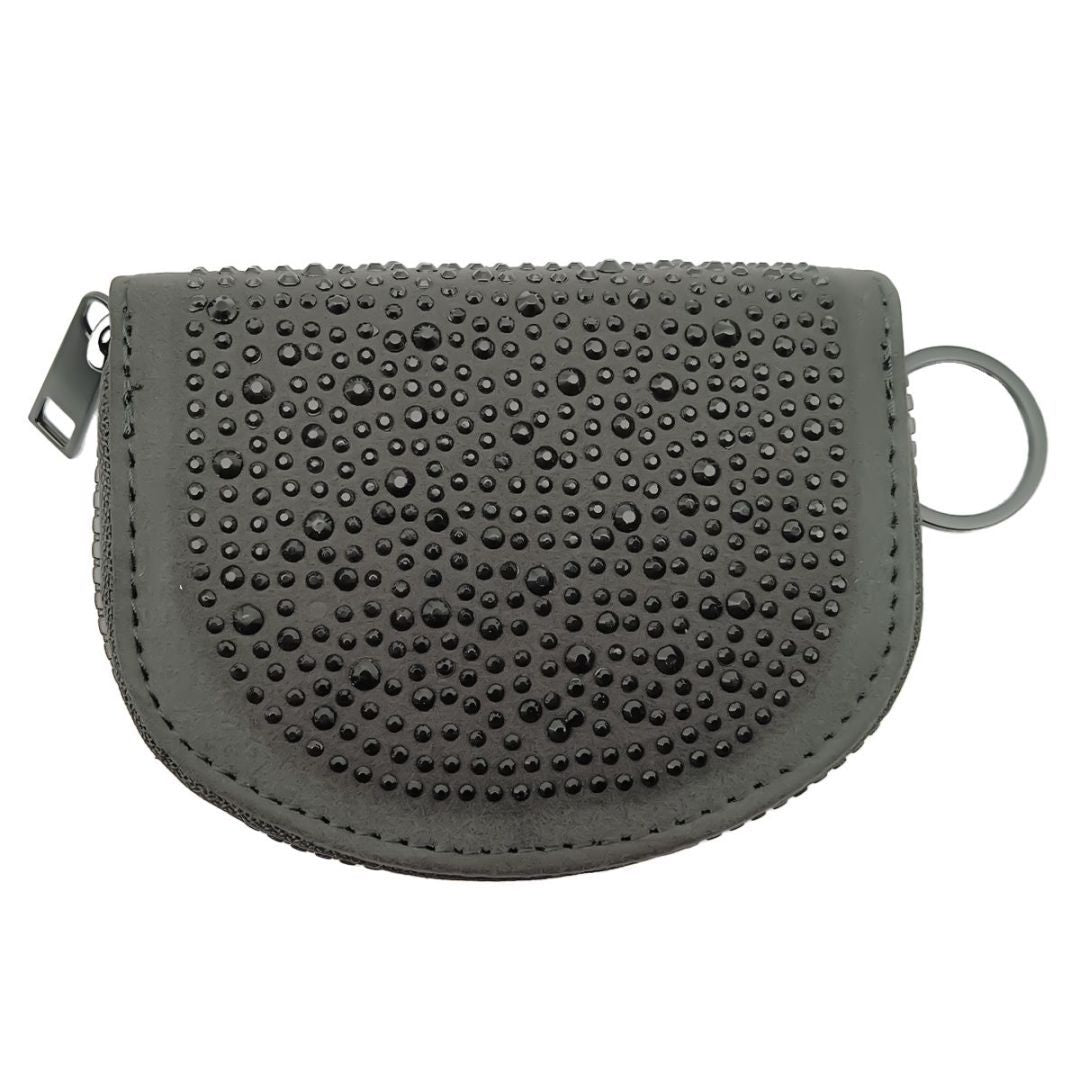 Hot Diamond Pouch Curved Black Wallet - ShreeBliss