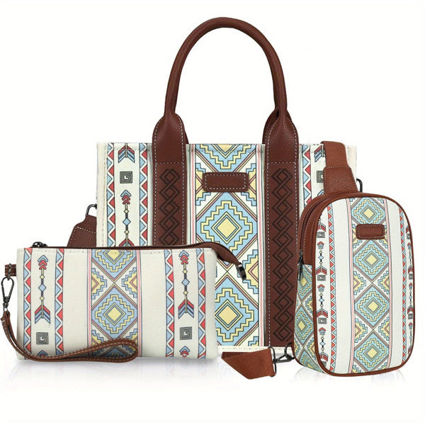 Bohemian Women’s 3-Piece Tote Bag Set - Lightweight & Versatile with Adjustable Shoulder Straps - ShreeBliss