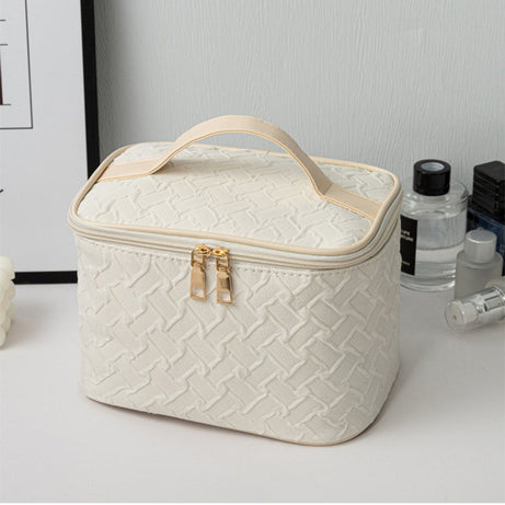 White Large Capacity Portable Travel Makeup Bag - Spacious & Stylish Organizer - ShreeBliss