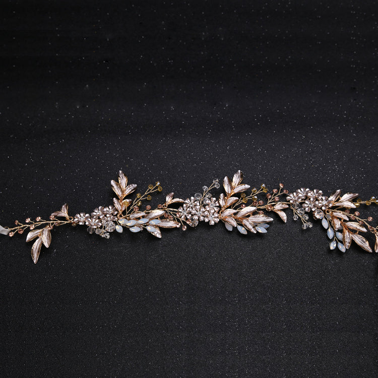 Handmade Gold Leaf Bridal Hairband – ShreeBliss