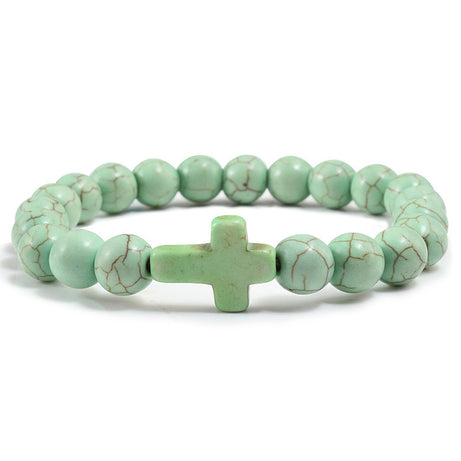 Blue Turquoise Cross Bracelet - ShreeBliss
