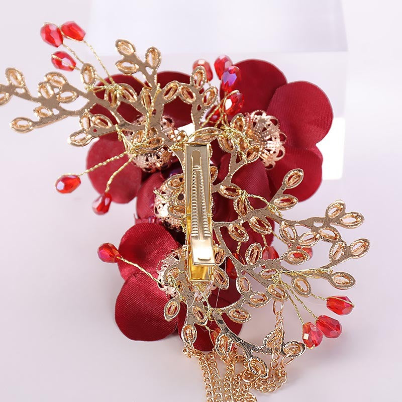 Bridal Red Flower Chinese Hairpin – ShreeBliss