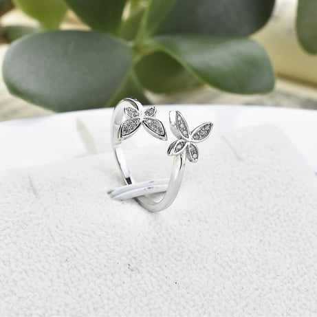 Sterling Silver Adjustable Butterfly Ring – ShreeBliss