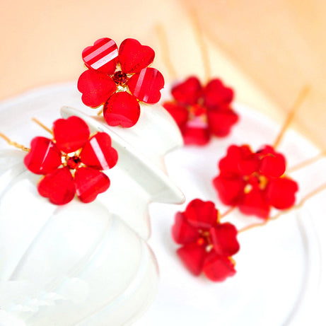 European Bridal Red Collar Jewelry Set – ShreeBliss