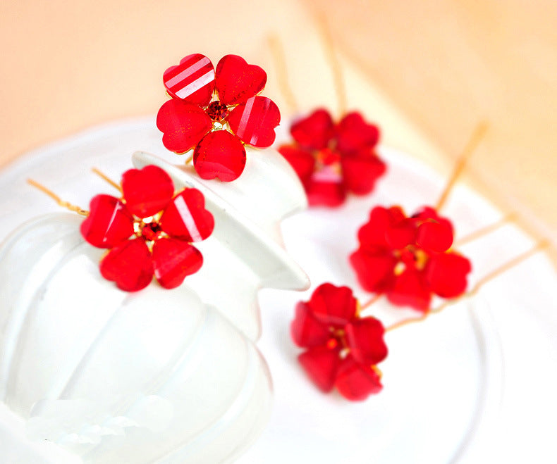 European Bridal Red Collar Jewelry Set – ShreeBliss