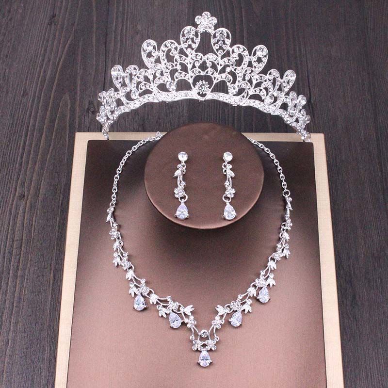Bridal Rhinestone Crown Necklace Set – ShreeBliss