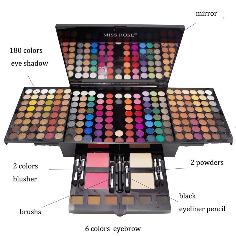 180 Colors Eyeshadow & Blush Set in Piano-shaped Palette - ShreeBliss