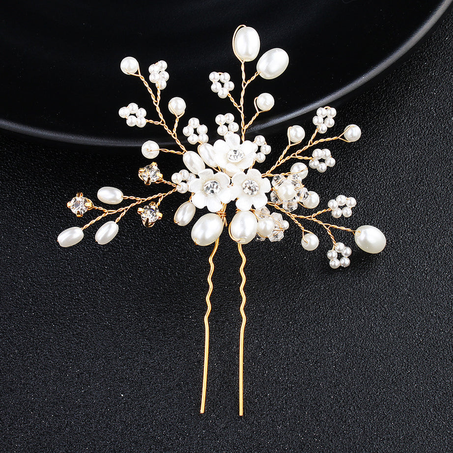 Simple Pearl Rhinestone Bridal Hairpin – ShreeBliss