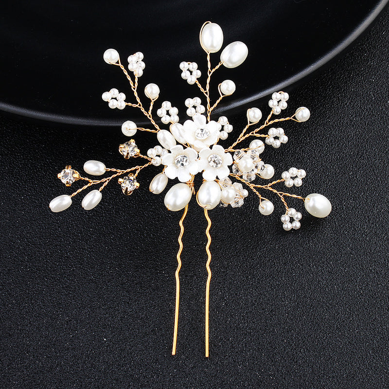 Simple Pearl Rhinestone Bridal Hairpin – ShreeBliss
