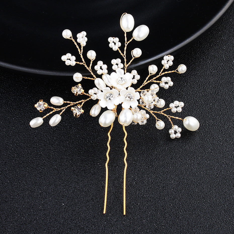 Simple Pearl Rhinestone Bridal Hairpin – ShreeBliss