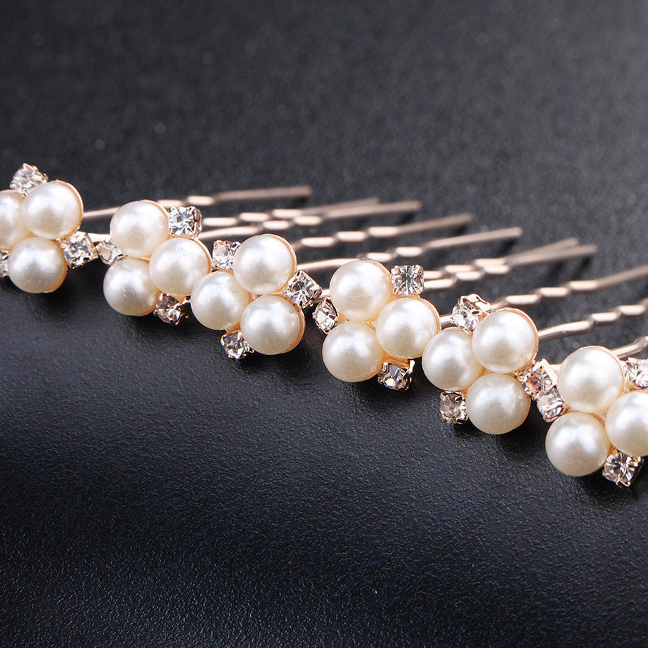 Simple Pearl Rhinestone Bridal Hairpin – ShreeBliss