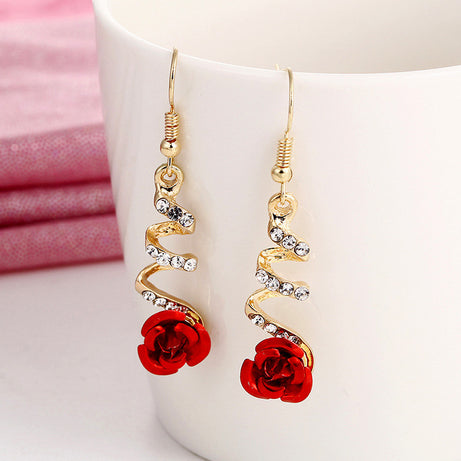 Flower Long Rhinestone Tassel Earrings – ShreeBliss