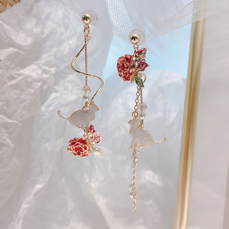 Flower Long Rhinestone Tassel Earrings – ShreeBliss