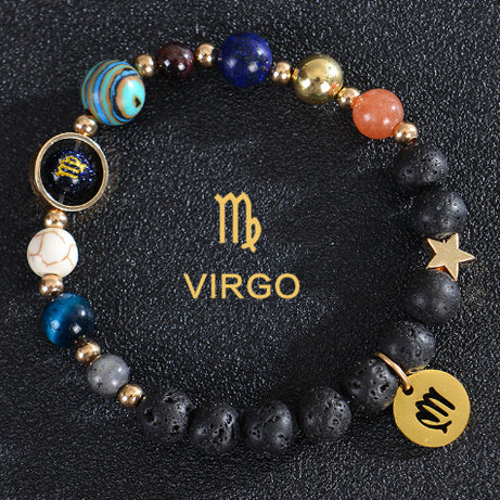 Eight Planets Twelve Constellations Frosted Stone Beaded Bracelet – ShreeBliss
