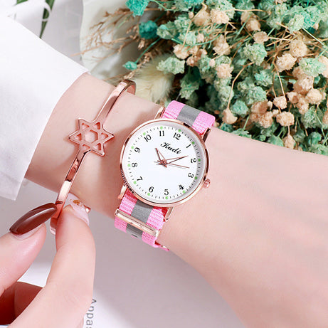 Luminous Starry Sky Watch for Ladies - Casual Rainbow Canvas Strap - ShreeBliss