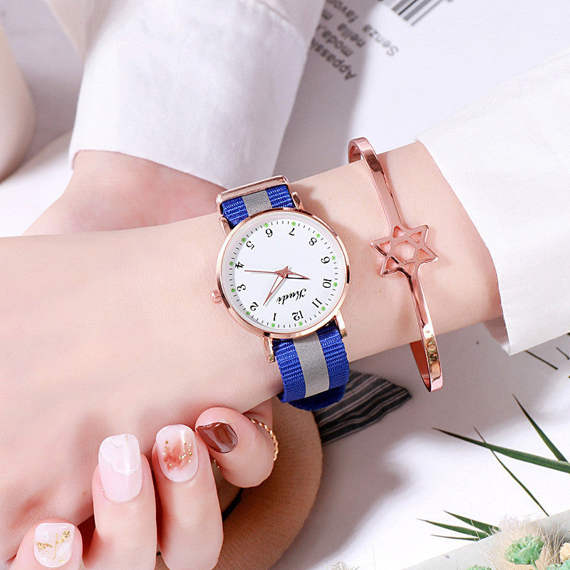 Luminous Starry Sky Watch for Ladies - Casual Rainbow Canvas Strap - ShreeBliss