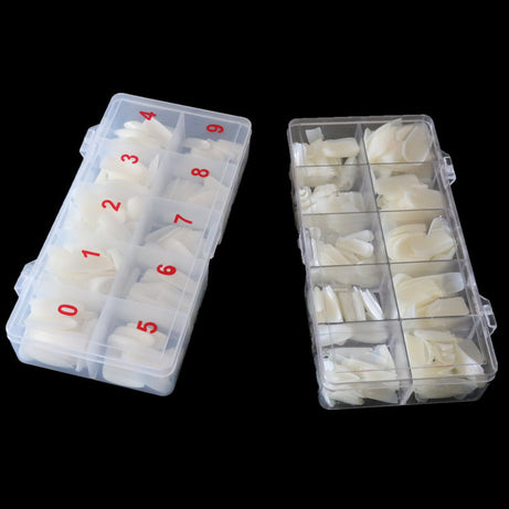 500 Piece Nail Art Box - Transparent & French Fake Nail Pieces (Fully & Half Pasted) - ShreeBliss