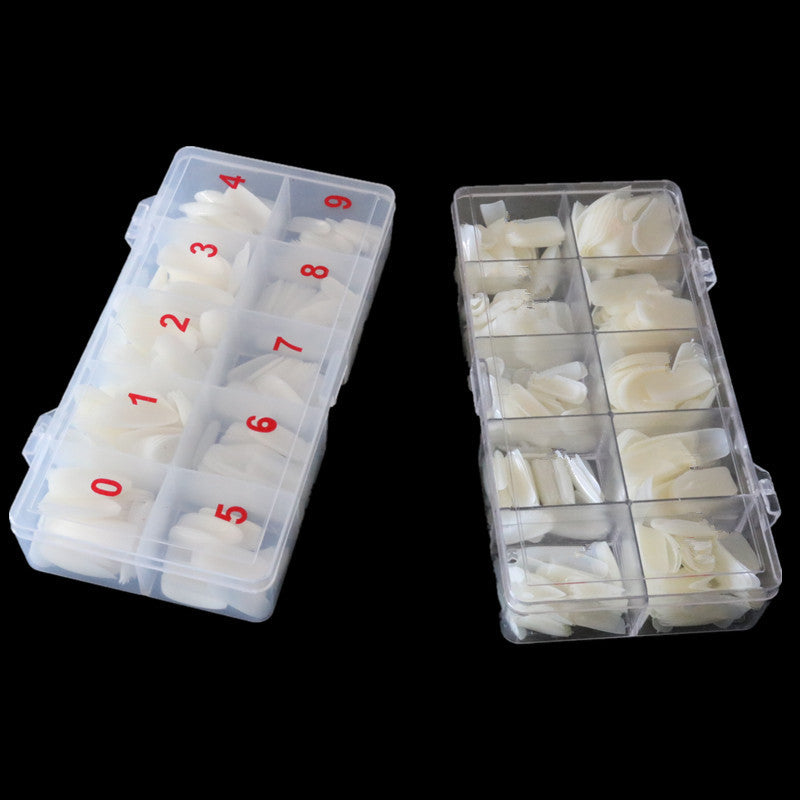 500 Piece Nail Art Box - Transparent & French Fake Nail Pieces (Fully & Half Pasted) - ShreeBliss